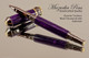 Handmade Rollerball Pen Handcrafted from Charoite TruStone with Black Titanium and Gold finish.  Main view of pen and cap.