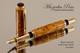 Handmade Fountain pen made from Black Ash Burl with Gold / Black finish.   Side view of pen 