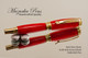 Handmade acrylic pen made from Red Glow resin.  Handcrafted Rollerball Pen - made in our shop, no two alike.  Main view of pen body