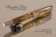 Handmade Rollerball Pen handcrafted from Spalted Hackberry wood Black Titanium and Rhodium finish.  Main view of pen.