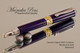 Handmade Rollerball Pen handcrafted from Azurite Web TruStone with Rhodium and Gold finish.  Side view of pen and cap.