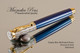 Handmade Rollerball Pen made from Simply Blue Birthmark Resin with Chrome finish / gold colored accents. 