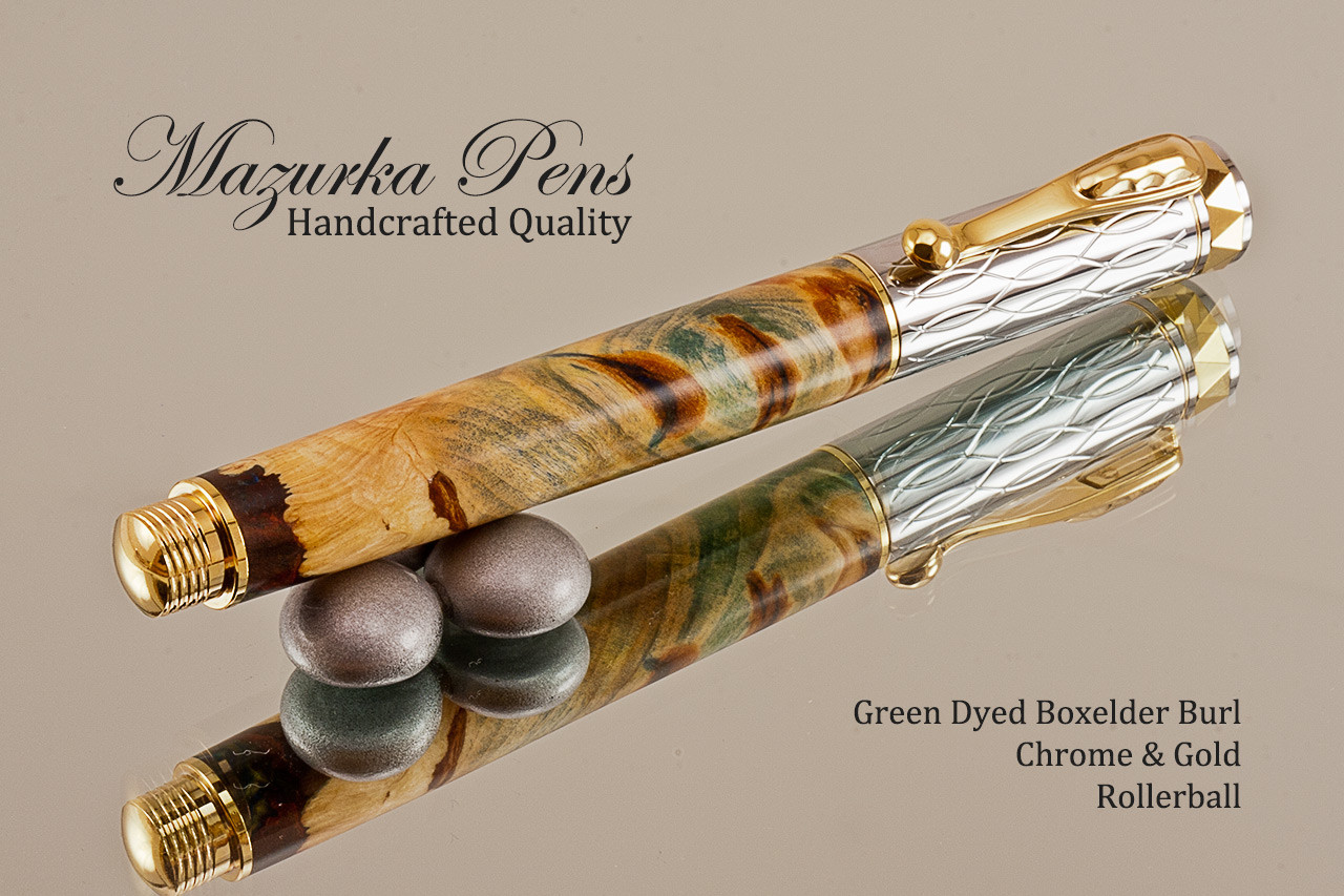 Dyed Box Elder Burl Handcrafted Rollerball sold Pen