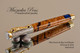 Handmade Blue Resin / Big Leaf Maple Burl Rollerball Pen with Chrome / Gold trim.  