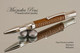 Handmade pen made from Brown Faux Leather with Platinum finish.  Handcrafted pen.  Tip view of pen 
