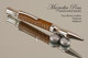 Handmade pen made from Brown Faux Leather with Platinum finish.  Handcrafted pen.  Tip view of pen 
