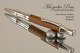 Handmade pen made from Brown Faux Leather with Platinum finish.  Handcrafted pen.  Top view of pen 