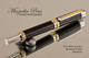 Handmade Rollerball pen made from Black Faux Leather with Rhodium / Gold finish. 