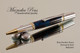 Handmade Ballpoint Pen, Blue Panther Resin Pen, Chrome and Gold Finish 