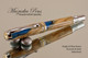 Handmade Blue Resin / Maple Rollerball Pen with Chrome / Gold trim.  
