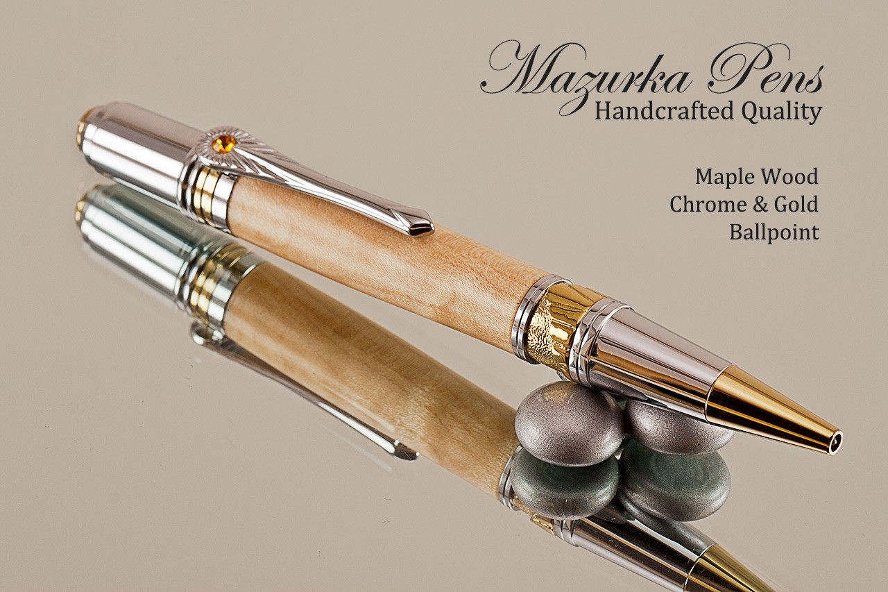 Maple Wood Pen Set (AP3002) - 2 Handcrafted Wooden Ballpoint & Gel Gift Pen  Set with Matching Wooden Box by BG247 