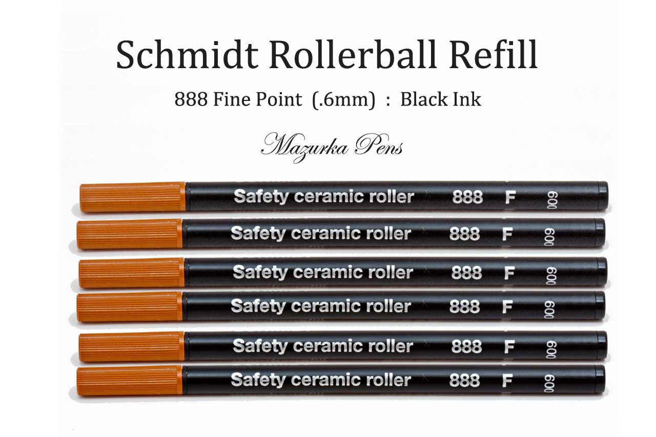 4 Pack Schmidt 888 Rollerball Refill Black Medium Tip 