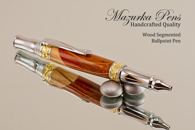 Segmented Wood Pen with Chrome / Gold finish.  