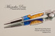 Maple Wood and Blue Resin Handmade Pen, Chrome / Satin Chrome Finish 