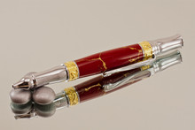 Handmade Ballpoint Pen made from Red Jasper / Gold TruStone with Chrome / Gold color finish.