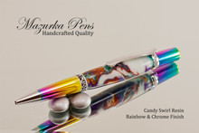Handmade Ballpoint Pen made from Candy Acrylic Resin with Rainbow and Chrome finish. 