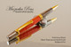 Handmade Ballpoint Pen, Pink Ivory Wood, Titanium and Gold color finish - Looking from bottom of Ballpoint Pen