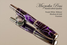 Purple & White Resin Rollerball with Black Titanium Finish