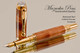 Hand Made Rollerball Pen made from Redwood Lace Burl with Gold and Chrome finish.  Front view of pen and cap.