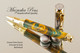 Handmade Rollerball Pen made from Green Glow Resin with Chrome finish / gold colored accents. 