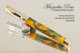Handmade Rollerball Pen made from Green Glow Resin with Chrome finish / gold colored accents. 