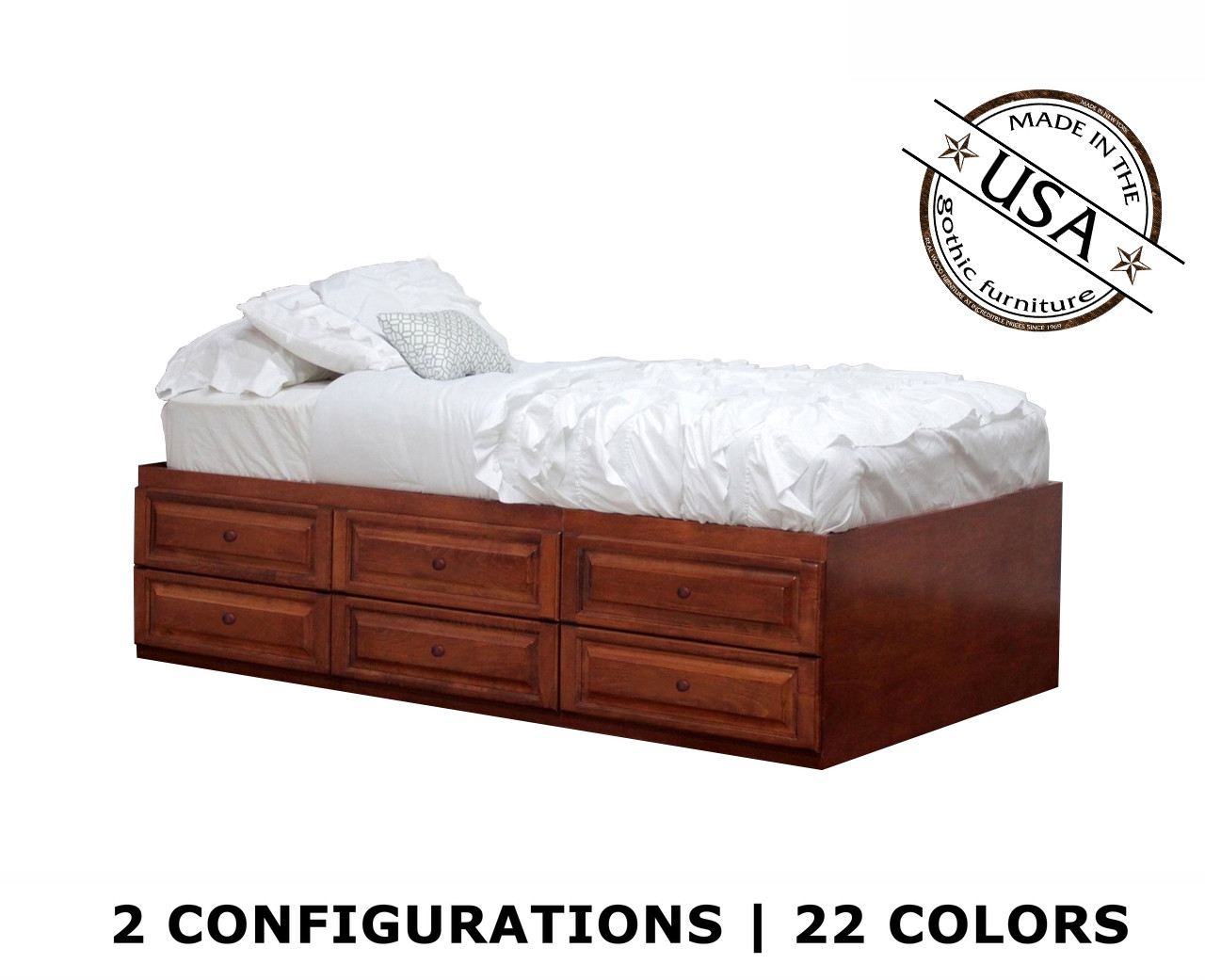 Twin XL Raised Panel Storage Bed | Birch Wood | Gothic Furniture Twin XL Raised Panel Storage Bed | Birch Wood | Gothic Furniture