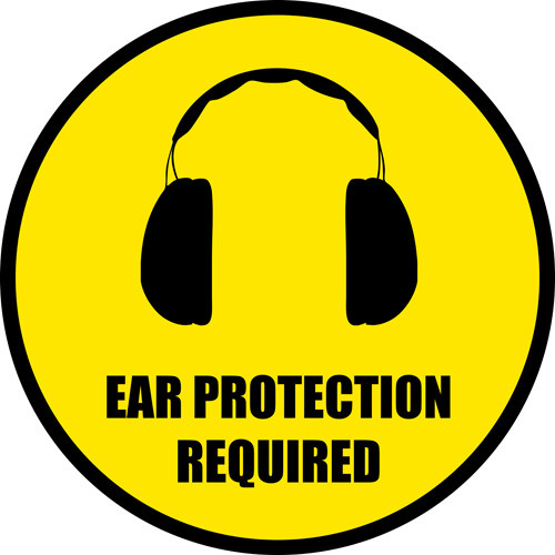 Ear Protection Floor Sign : Warns to wear PPE for ears ...