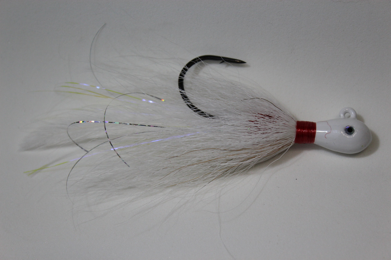 Pink/White with Curly Tail Trailer Haggerty Lures Octopus Bucktail Jig