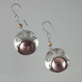 Stamped Sterling Silver & Copper Disc Earring