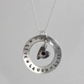 Sterling Silver Circle with Alexandrite on Heart Necklace.