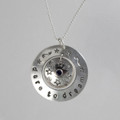 Stamped Sterling Silver Discs with Iolite Necklace