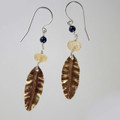 Brass Leaf and Citrine Earrings