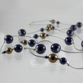 Midnight Blue Swarovski Crystal Pearl Silk Necklace