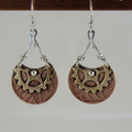 Steampunk Copper & Gear Dangle Disc Earrings-1