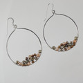 Stacked Multi-toned Pearl, Sterling Silver Loop Earrings
