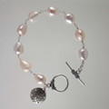Linked Baroque Pearl & Sterling Silver Sand Dollar Bracelet