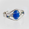 Denim Lapis Lazuli Cuff Wire Wrapped Bracelet