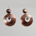 Sterling Silver Heart in Textured Copper Earring