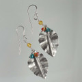 Sterling Leaves & Sarovski Crystals Earrings