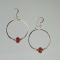 Carnelian Gemstone on Gold Fill Hoop Earrings