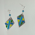 Fine Silver Angular Plique-a'-jour Earrings