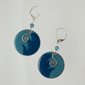 Enameled Blue Wave & Swirl Earrings