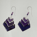 Purple Enamel & Swarovski Crystal Chevron Earrings