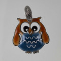 Enameled Owl Pendant & Sterling Silver Bail