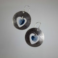 Swarovski Crystal Heart & Patterned Sterling Silver Earring