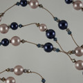 Midnight Blue & Almond Swarovski Crystal Pearl Silk Necklace