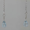 Blue Topaz Briolette Ear Tread Sterling Silver Earrings