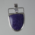 Charoite & CZ Sterling Silver Pendant