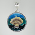 Enameled Cloisonné Shell  Sterling Silver Pendant