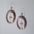 Oval Textured Copper & Sterling Silver Earring